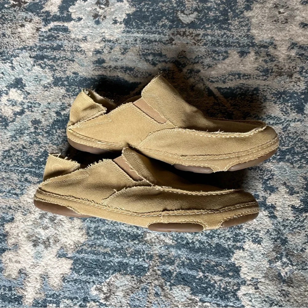 Men’s Tony Lama Canvas Slip on shoe cushion insole winter wheat color size 14
